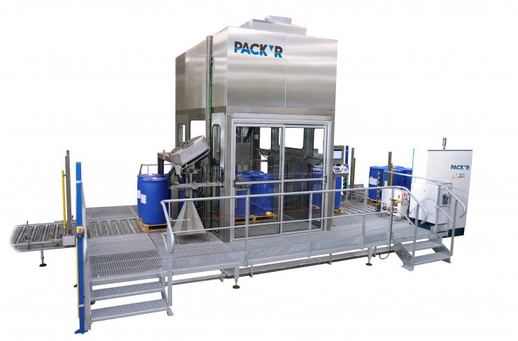 automatic pallet drum filler capper