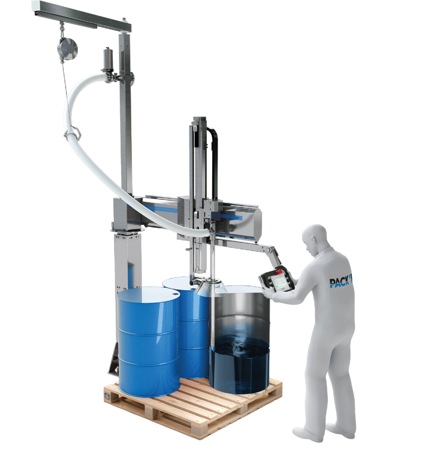 Semi-automatic tote filling machine